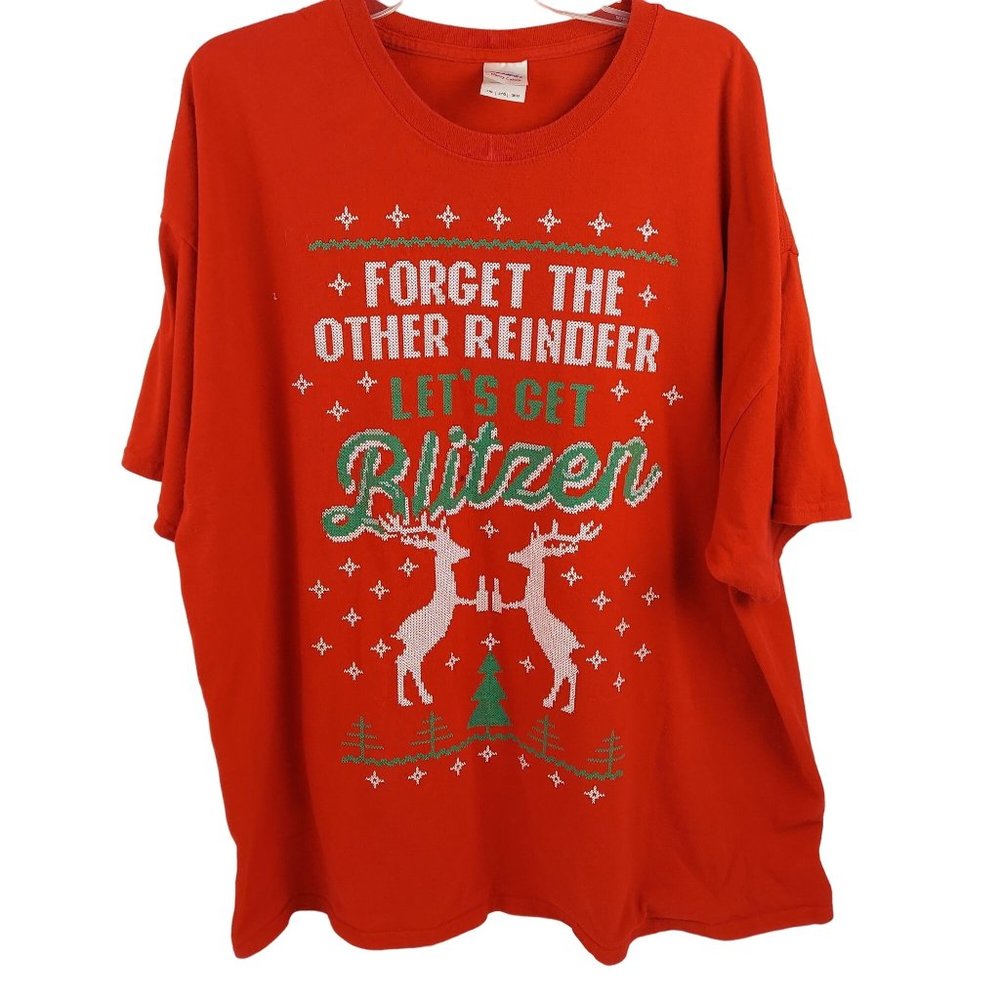 Gildan Reindeer Lets Get Blitzen Christmas Holiday Party TShirt Cotton Mens 3XL
